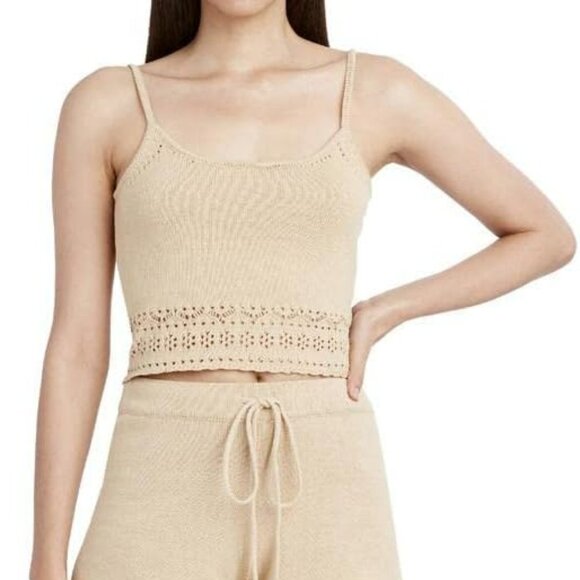 NWOT BCBGeneration Women\'s Knit Sweater Short Sleeve Cardigan w tank set, Tan, M